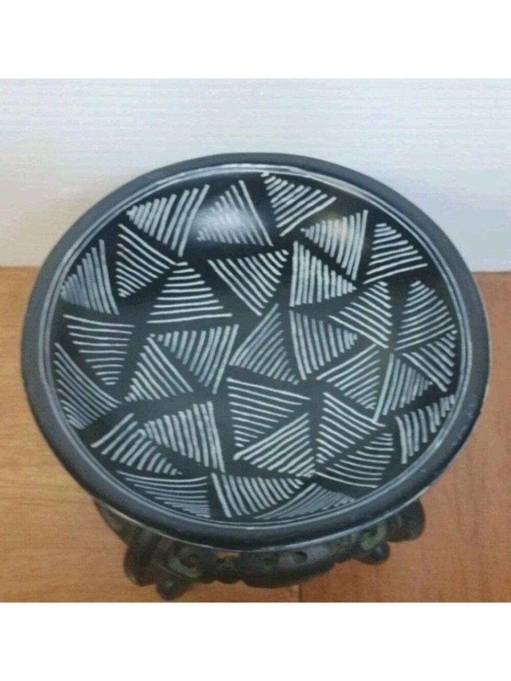Carved Soapstone Dish African Art Pottery Safari Trinket Etched  Bowl CCO 4*X1"